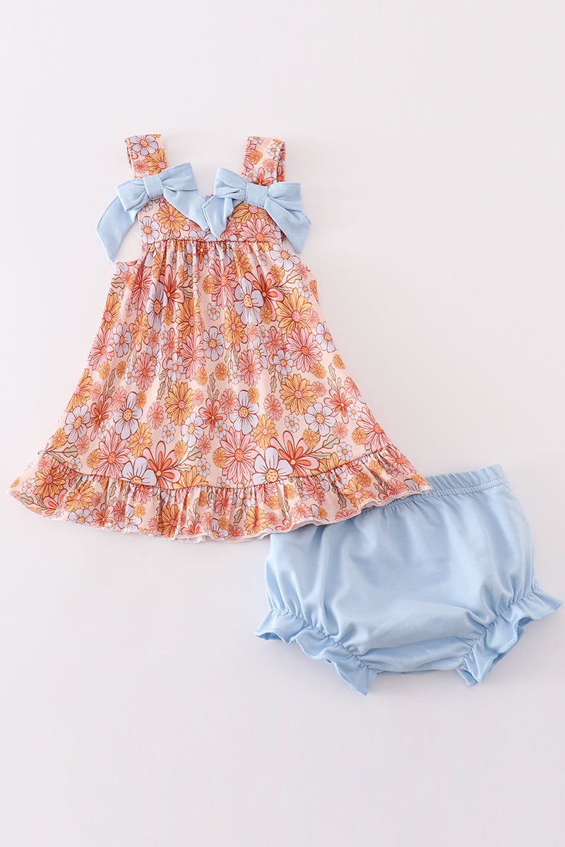 Floral Print Girl Bloomer Set