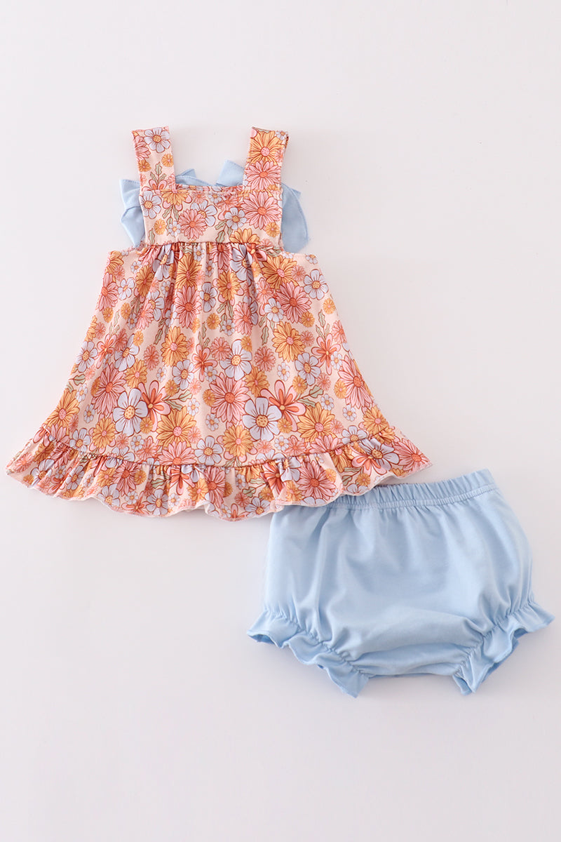 Floral Print Girl Bloomer Set