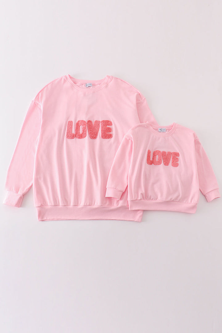 Pink Valentine's Day Love French Knot Mom&me Top