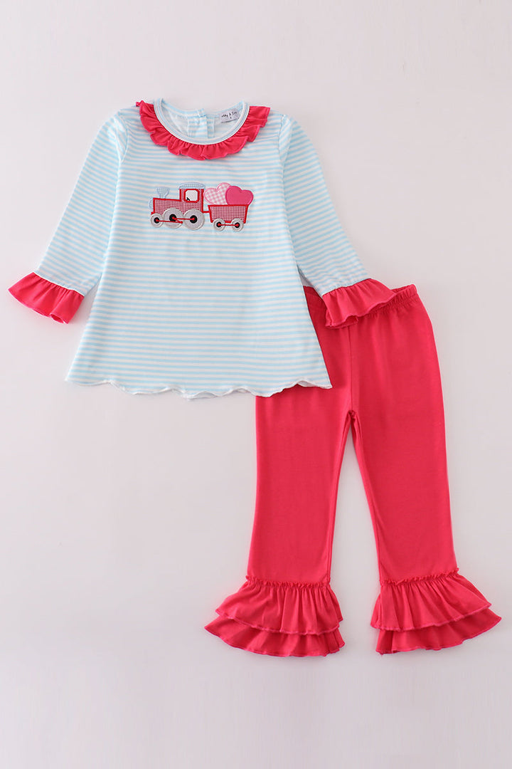 Pink Truck Heart Applique Girl Set