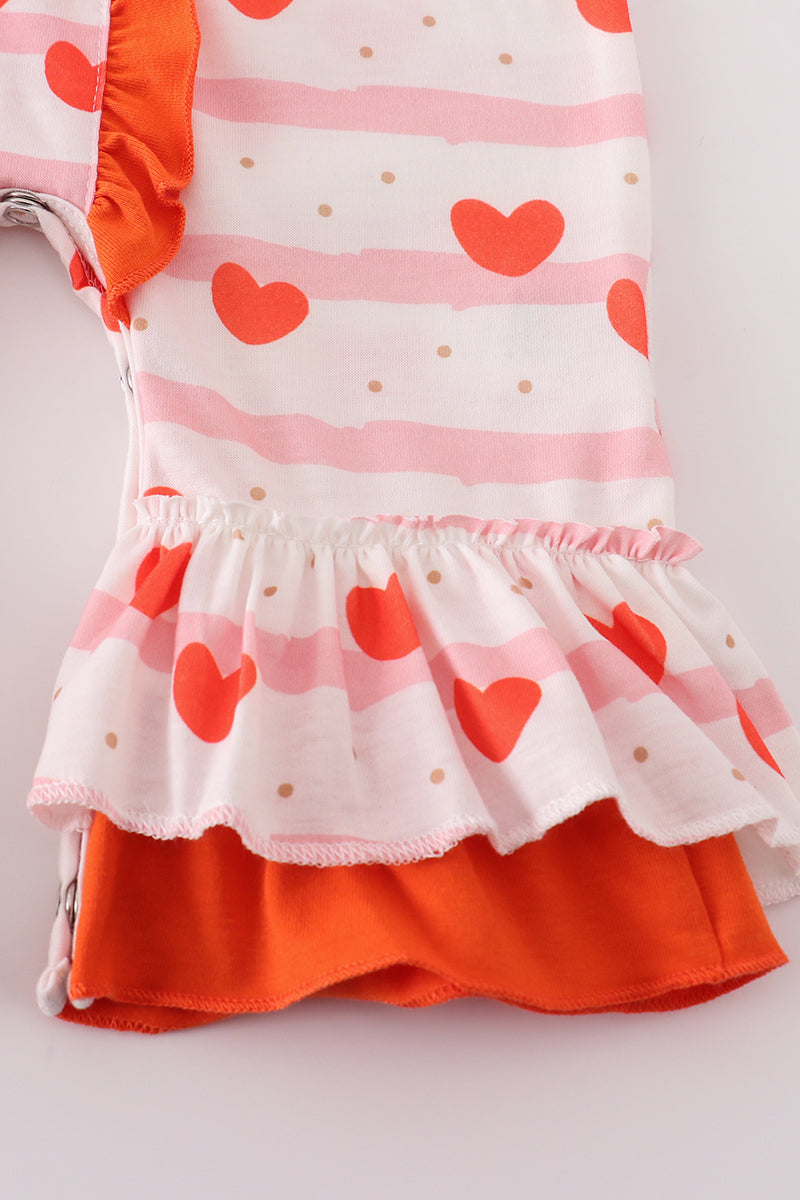 Valentine Heart Print Girl Romper