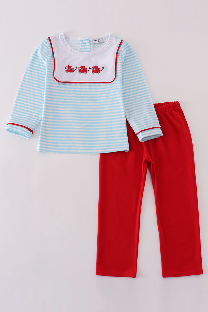 Valentine's Day Heart Envelope Embroidery Stripe Boy Set