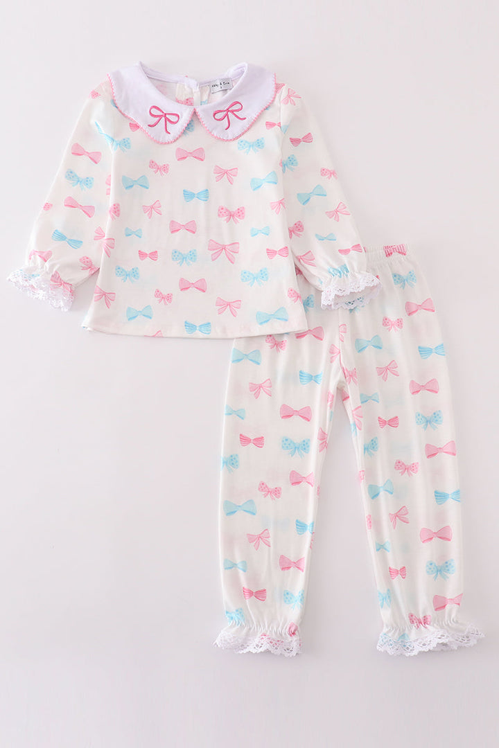 Pink Bow Print Girl Set