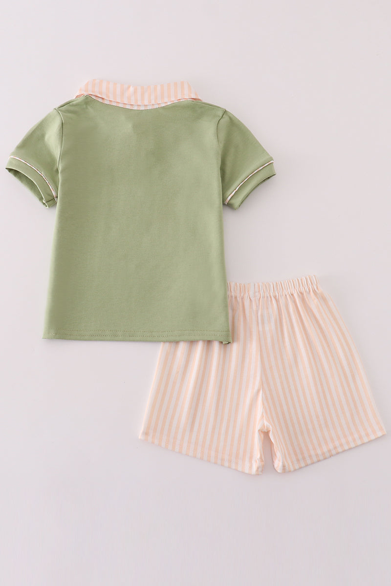 Sage Stripe Boy Set