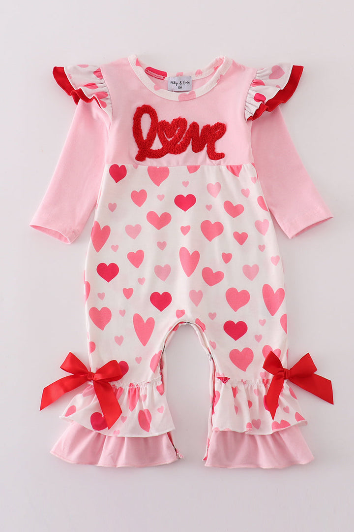 Pink Love French Knot Girl Romper