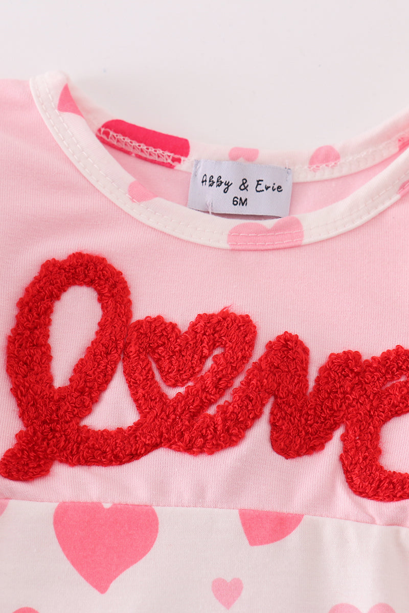 Pink Love French Knot Girl Romper