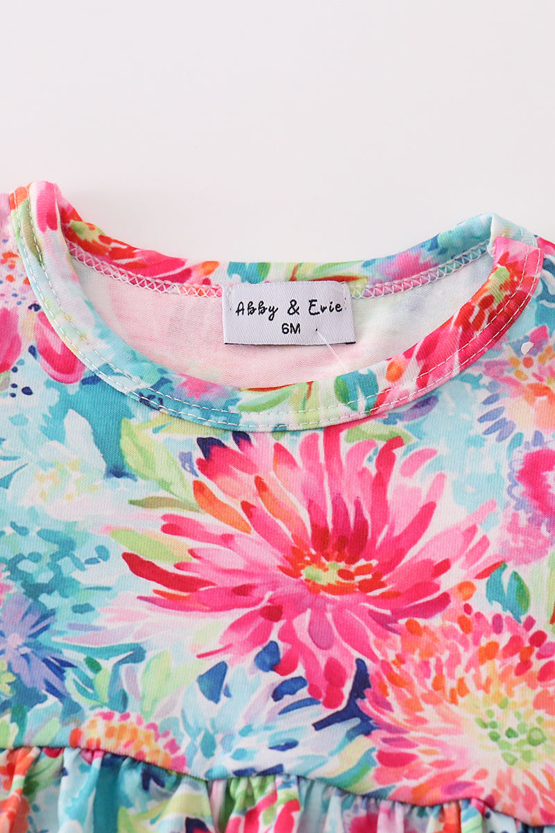 Tropical Bloom Print Girl Bloomer Set