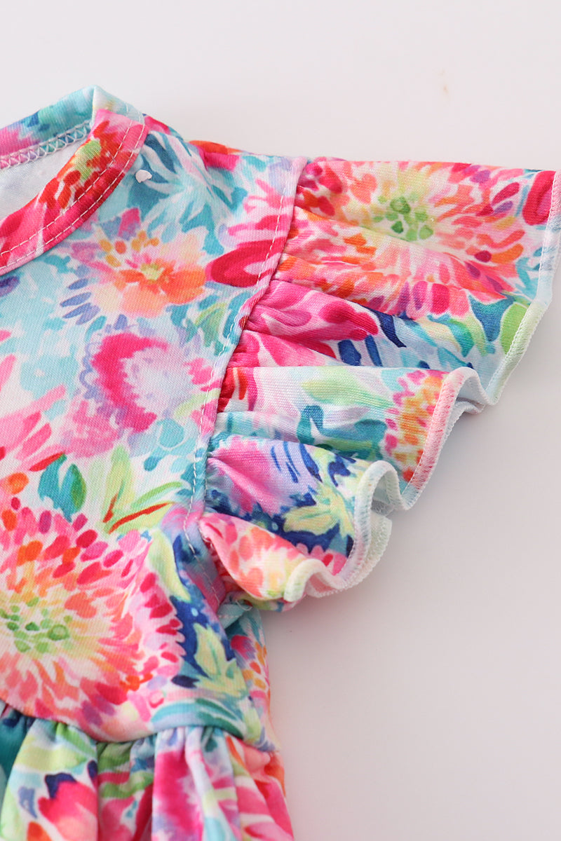 Tropical Bloom Print Girl Bloomer Set