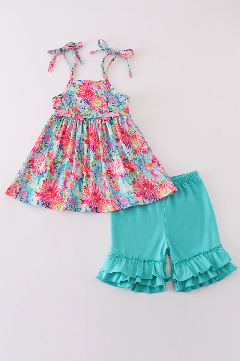 Tropical Bloom Print Girl Set