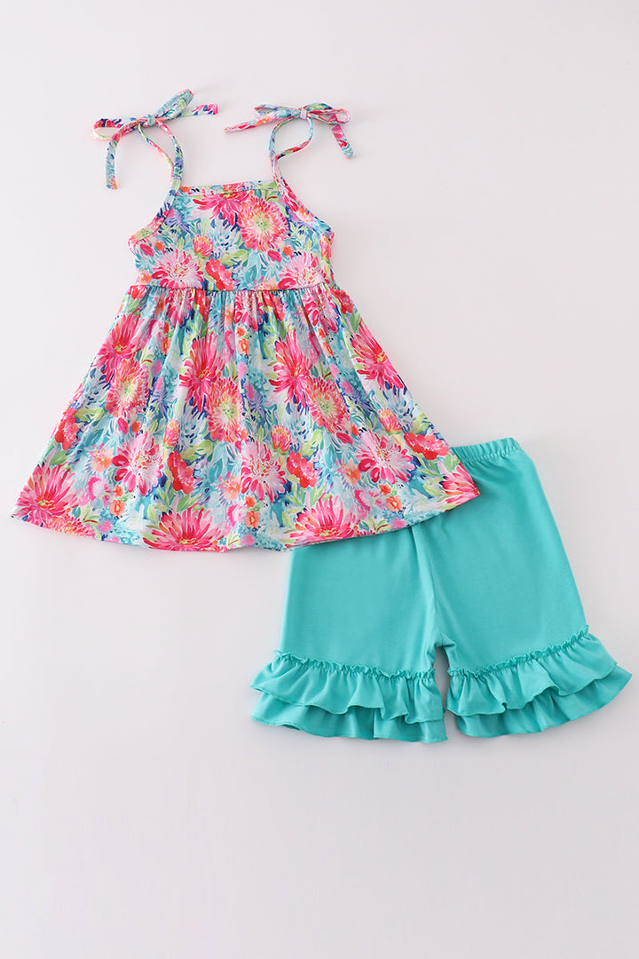 Tropical Bloom Print Girl Set