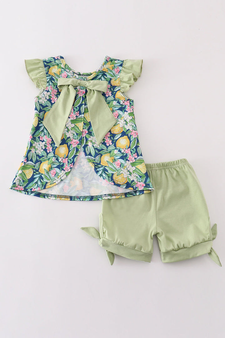 Greem Lemon Print Girl Set