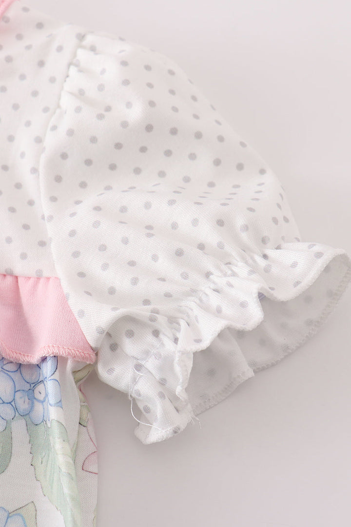 Pink Blossom Serenity Print Ruffle Bubble