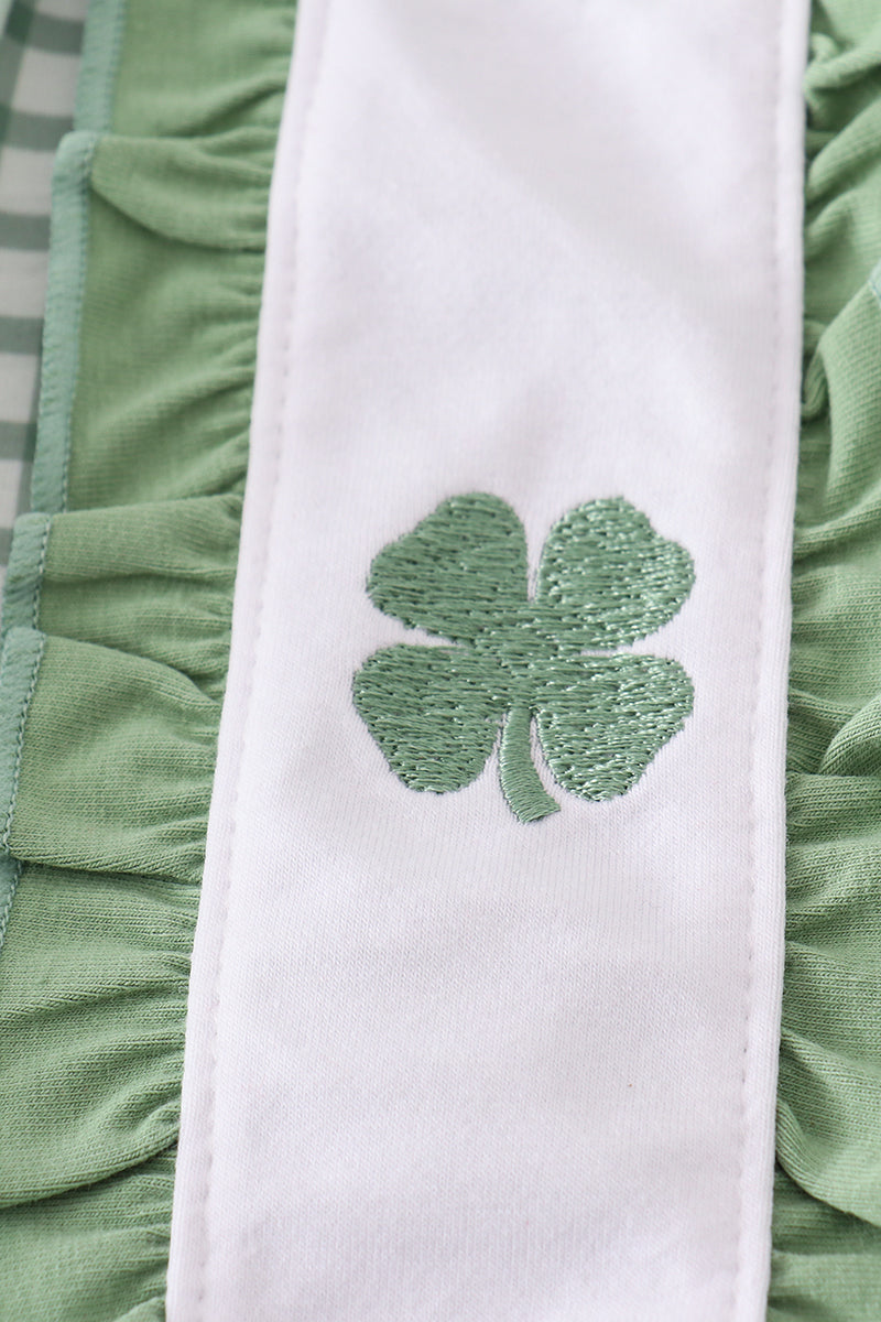 Green Clover Embroidery Girl Set