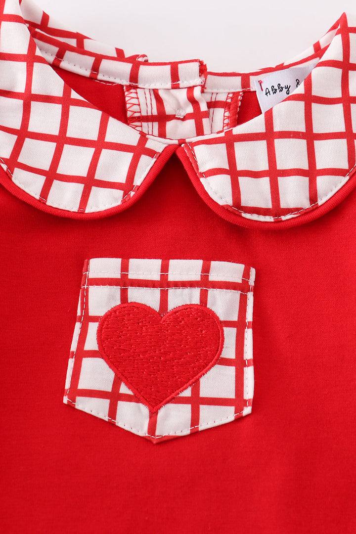 Red Valentine's Day Heart Embroidery Boy Bubble