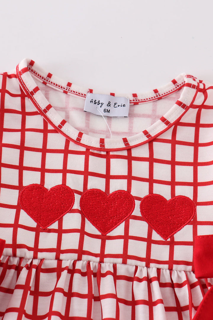 Red Valentine's Day Heart Embroidery Girl Bloomer Set