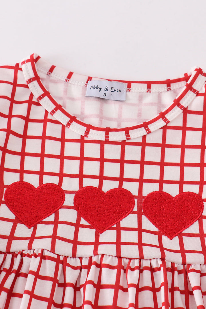 Red Valentine's Day Heart Embroidery Girl Set