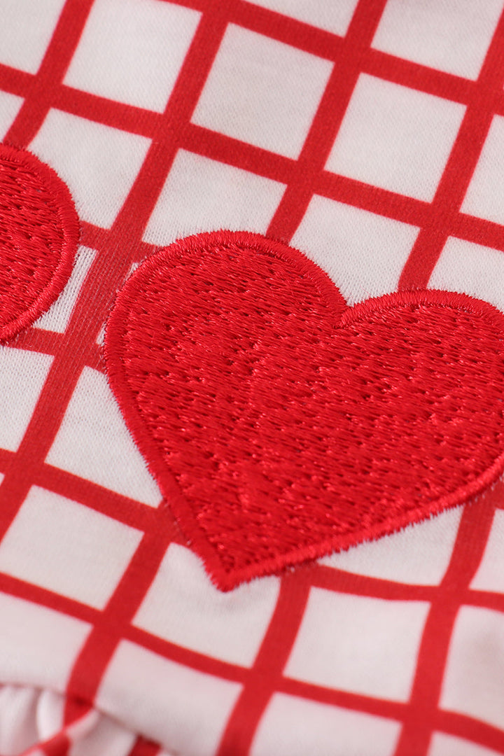 Red Valentine's Day Heart Embroidery Girl Set