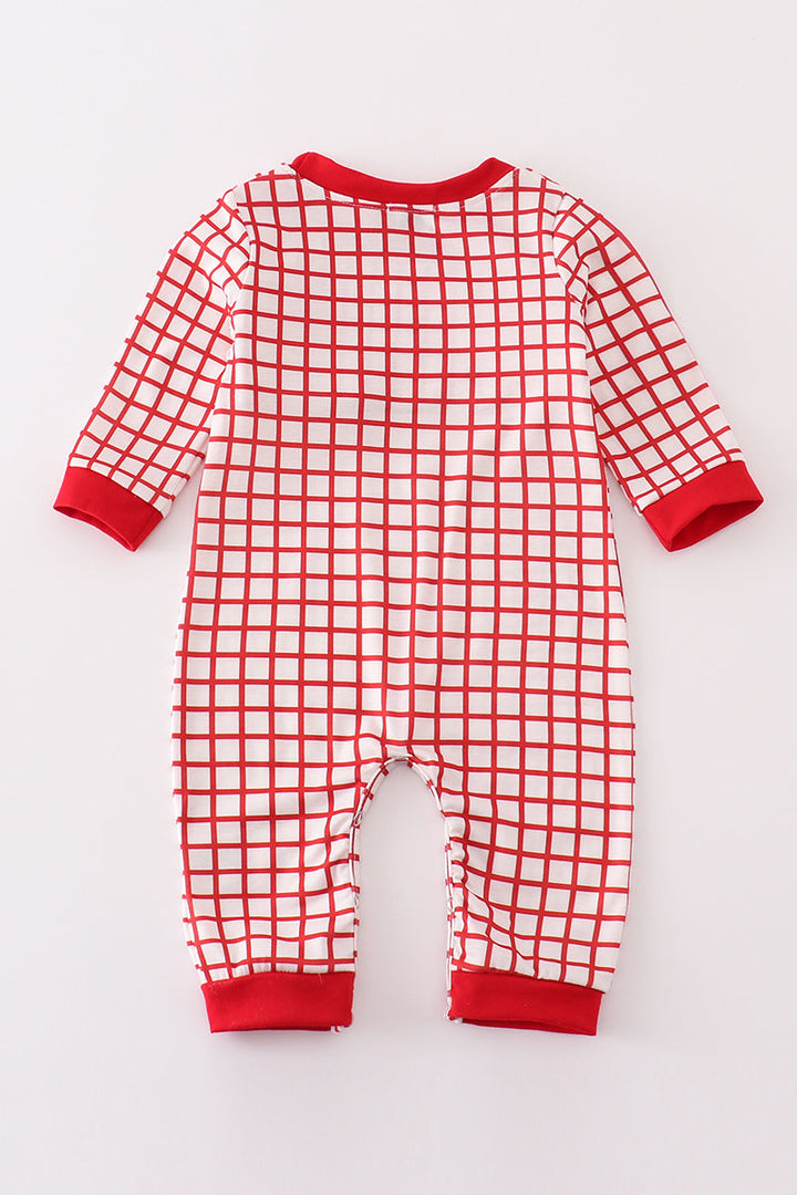 Valentine's Day Smocked Heart Embroidery Boy Romper