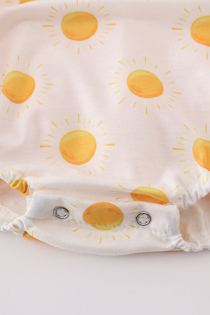 Yellow You Are My Sunshine Embroidery Girl Bubble