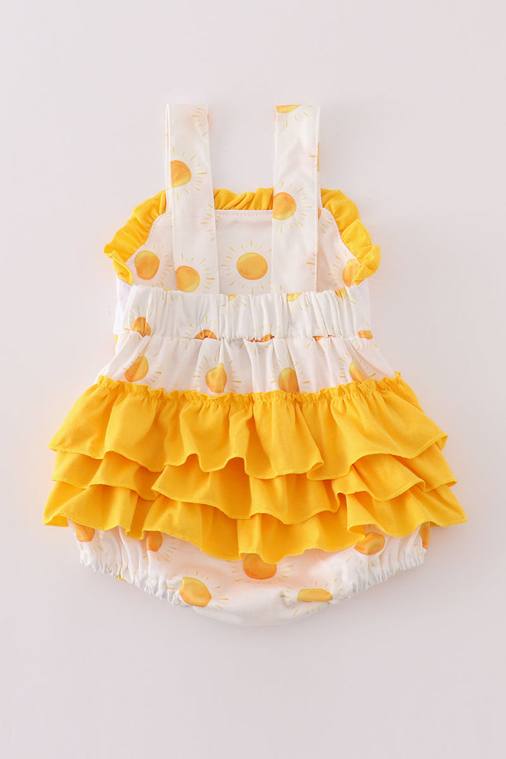 Yellow You Are My Sunshine Embroidery Girl Bubble