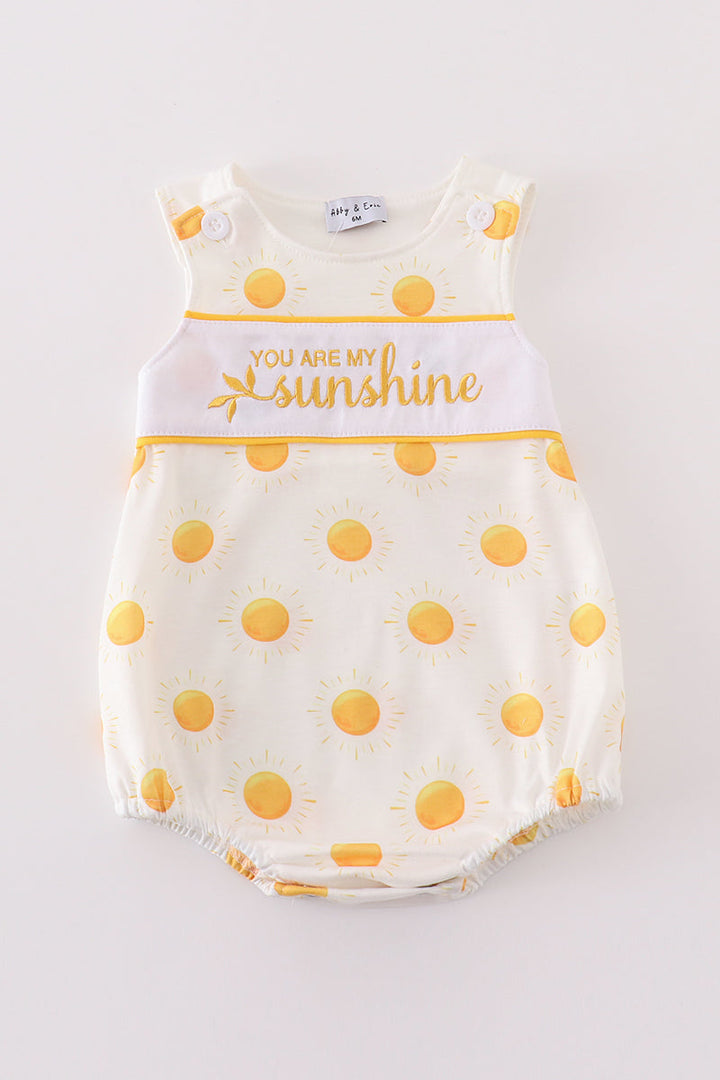 Yellow You Are My Sunshine Embroidery Boy Bubble