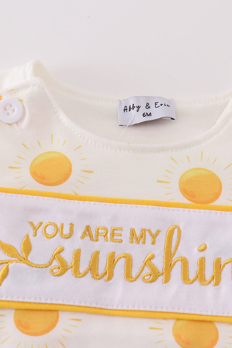 Yellow You Are My Sunshine Embroidery Boy Bubble