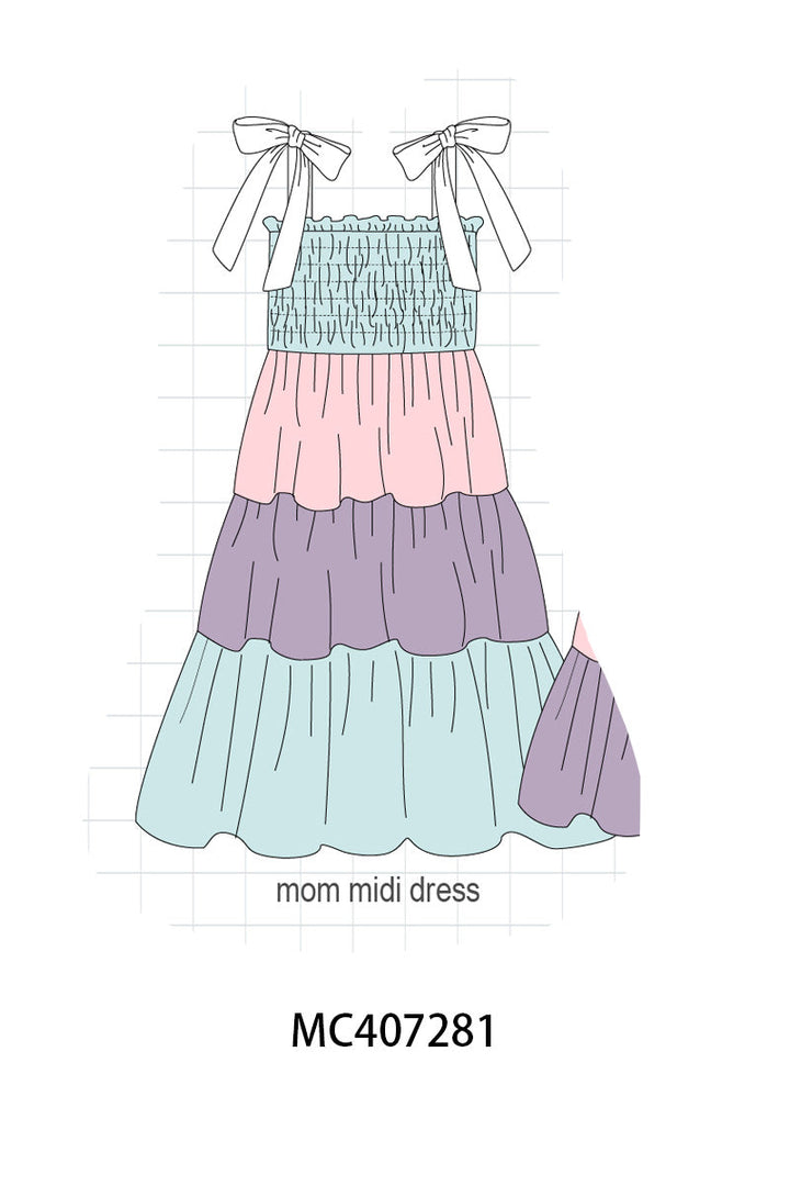 Multicolored Tiered Smocked Mom&me Dress