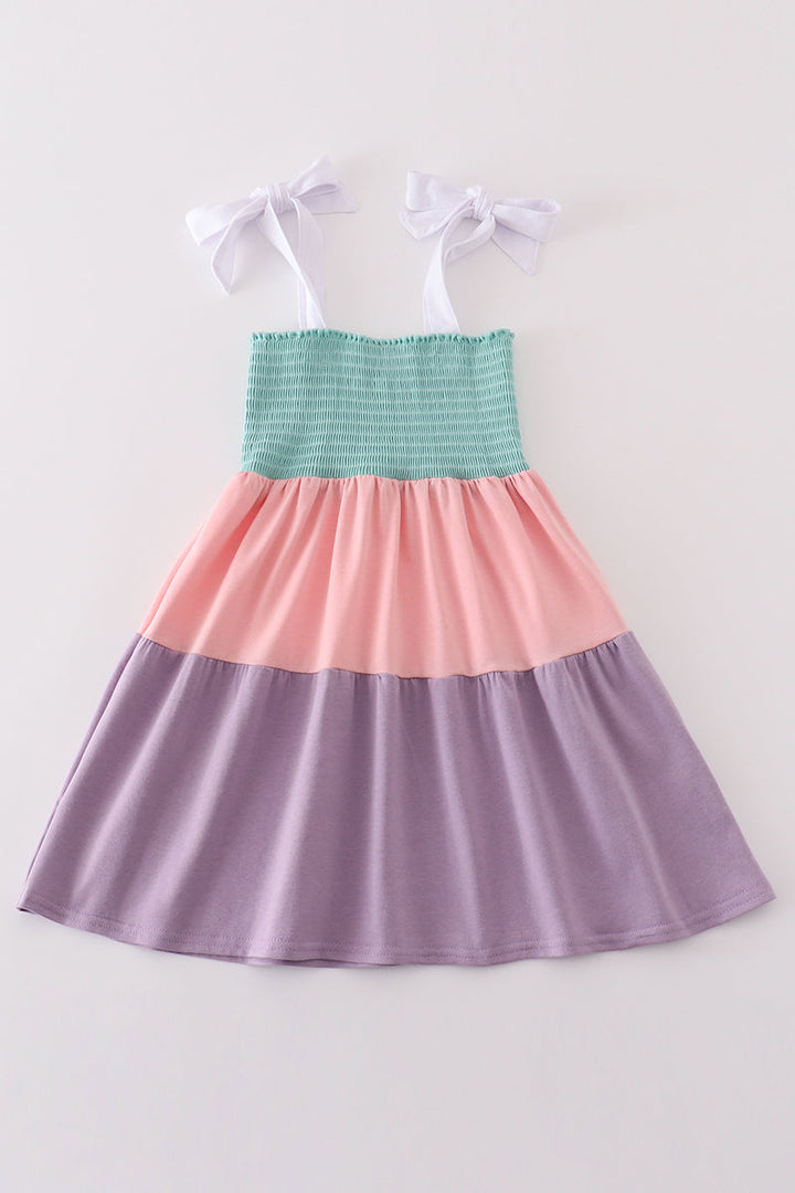 Multicolored Tiered Smocked Mom&me Dress