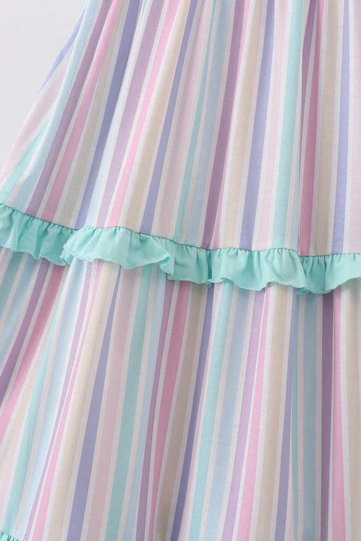 Multicolored Stripe Tiered Mom Dress