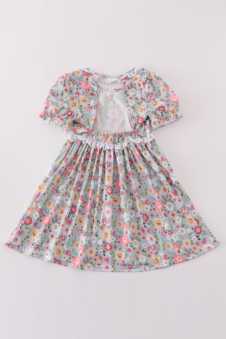 Green Daisy Print Mom&me Dress