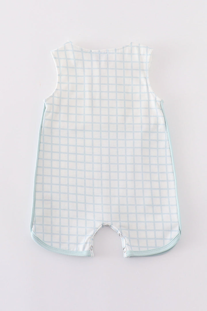 Blue Checkered Boy Romper