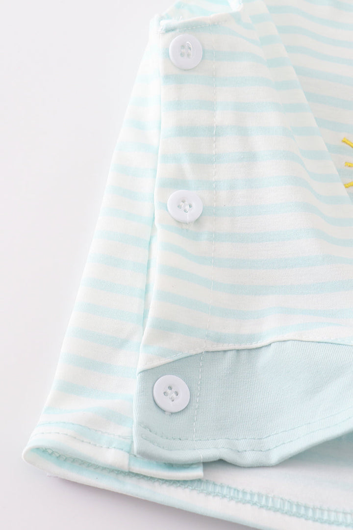 Blue Stripe Sailboat Applique Boy Bloomer Set