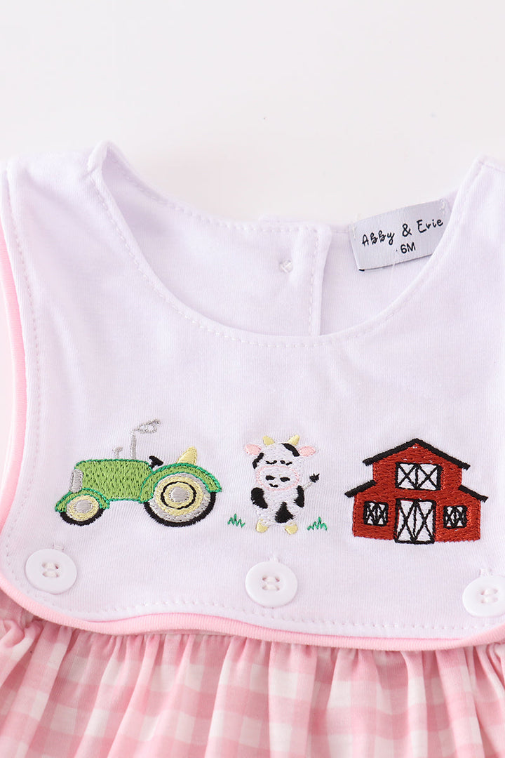 Pink Farm Embroidery Girl Bloomer Set