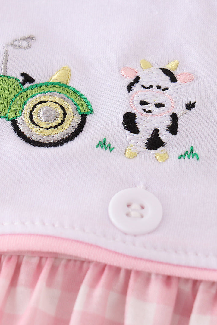 Pink Farm Embroidery Girl Bloomer Set