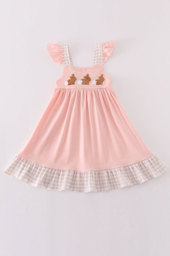 Pink Easter Bunny French Knot Girl Dress