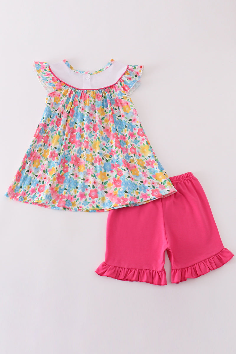 Floral Bee Embroidery Girl Set