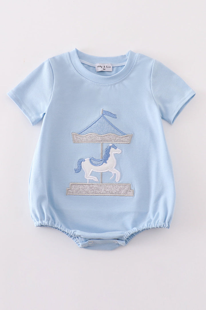 Blue Carousel Applique Boy Bubble