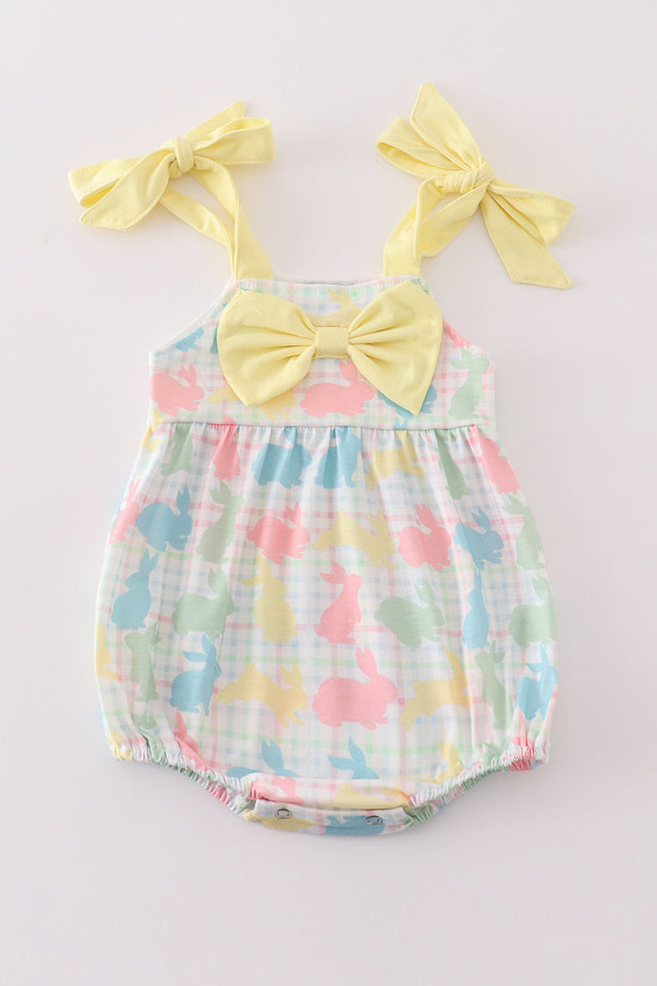 Easter Bunny Print Bow Girl Bubble