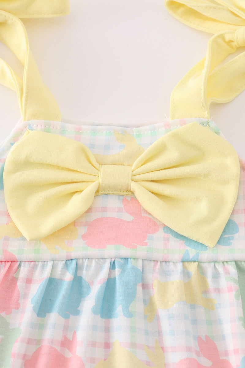 Easter Bunny Print Bow Girl Bubble