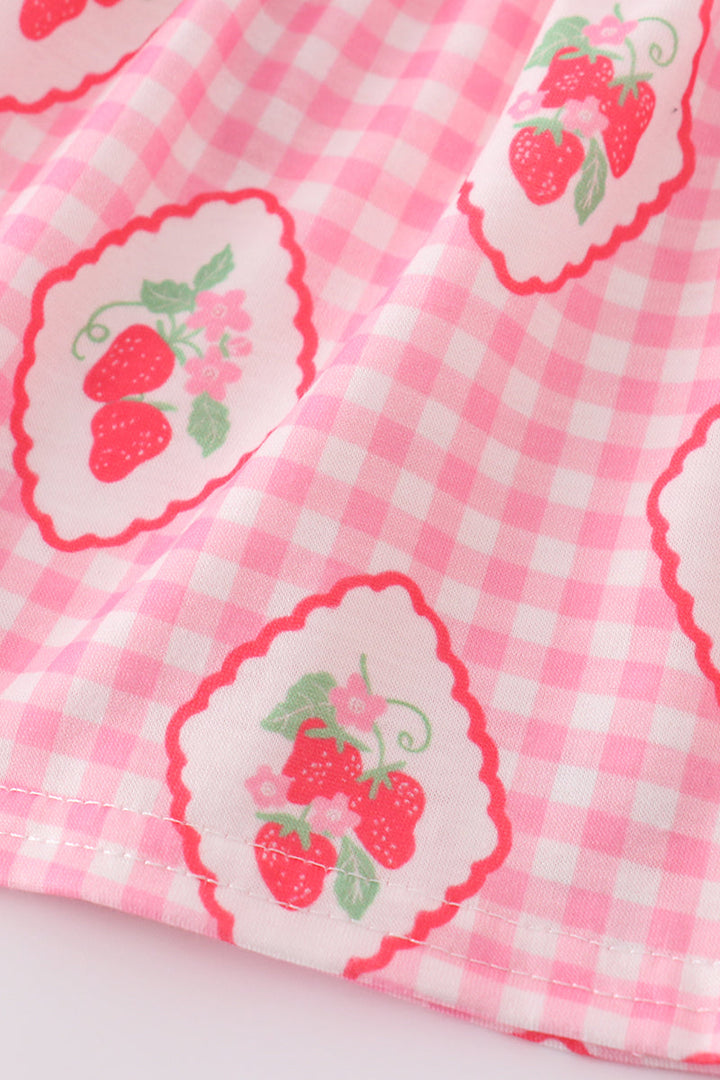 Pink Strawberry Girl Bloomer Set