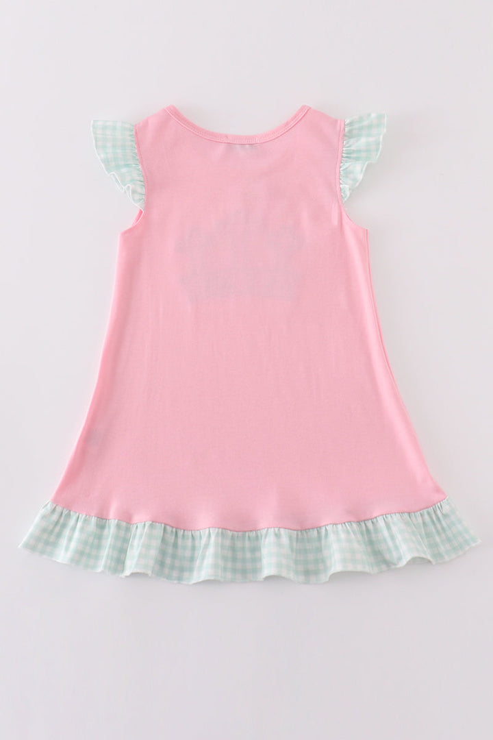 Pink Easter He Is Risen Applique Girl Dress