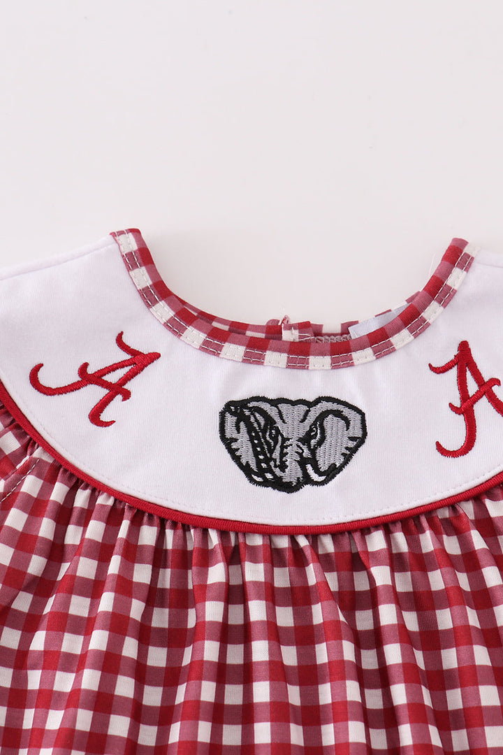 Alabama Embroidery Girl Gingham Bubble