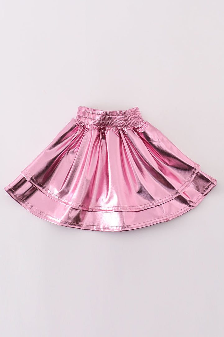 Pink Girl Ruffle Laser Skorts