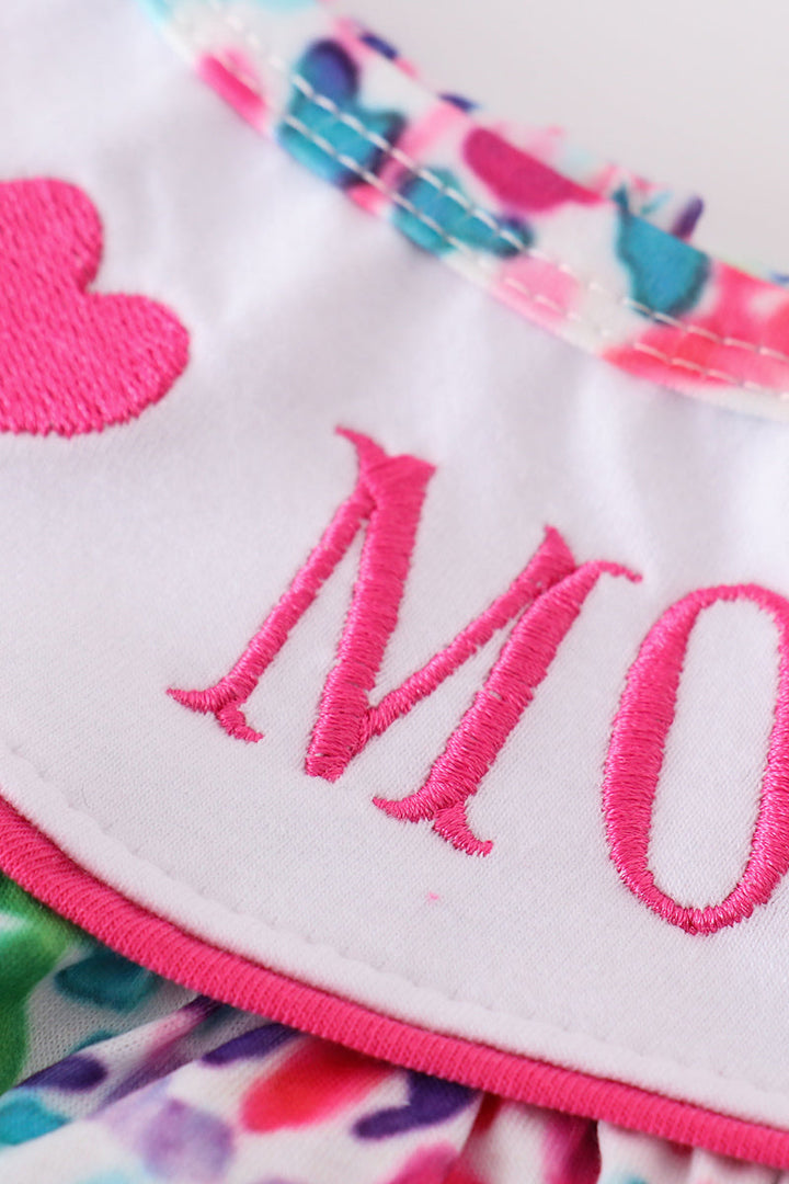 Confetti Bloom I Love Mom Embroidery Girl Dress