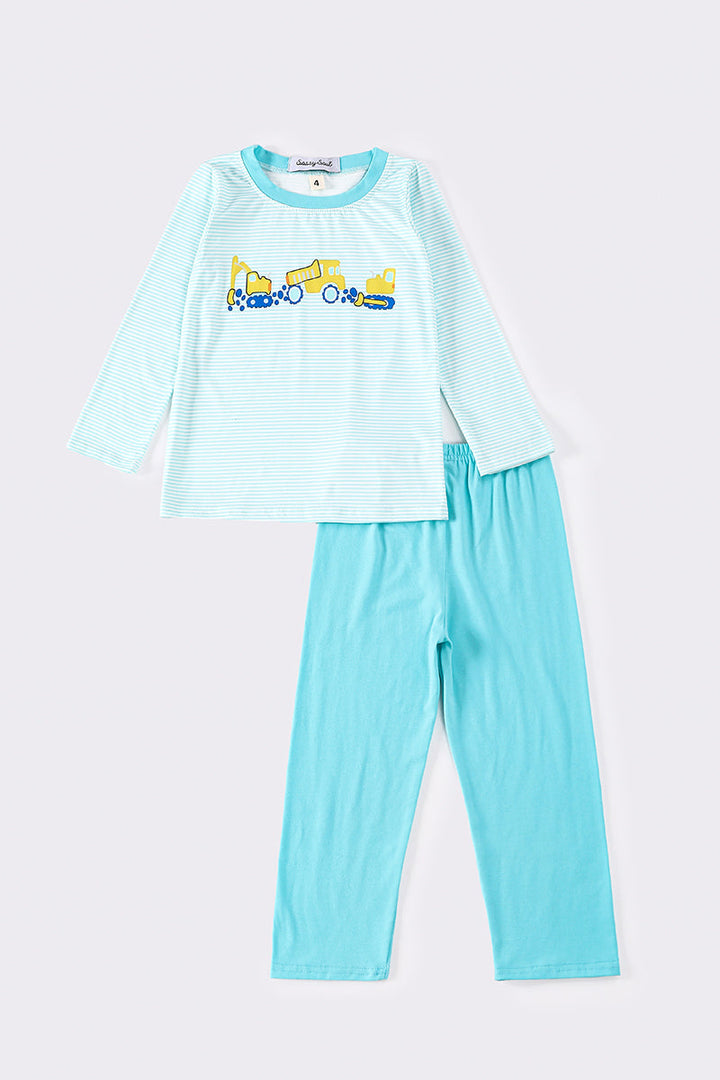 Blue Truck Stripe Boy Set