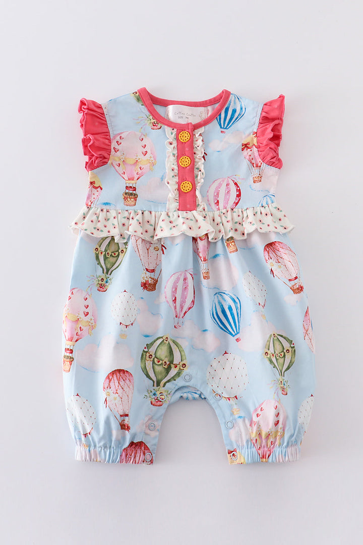 Platinum Balloon Print Ruffle Girl Romper