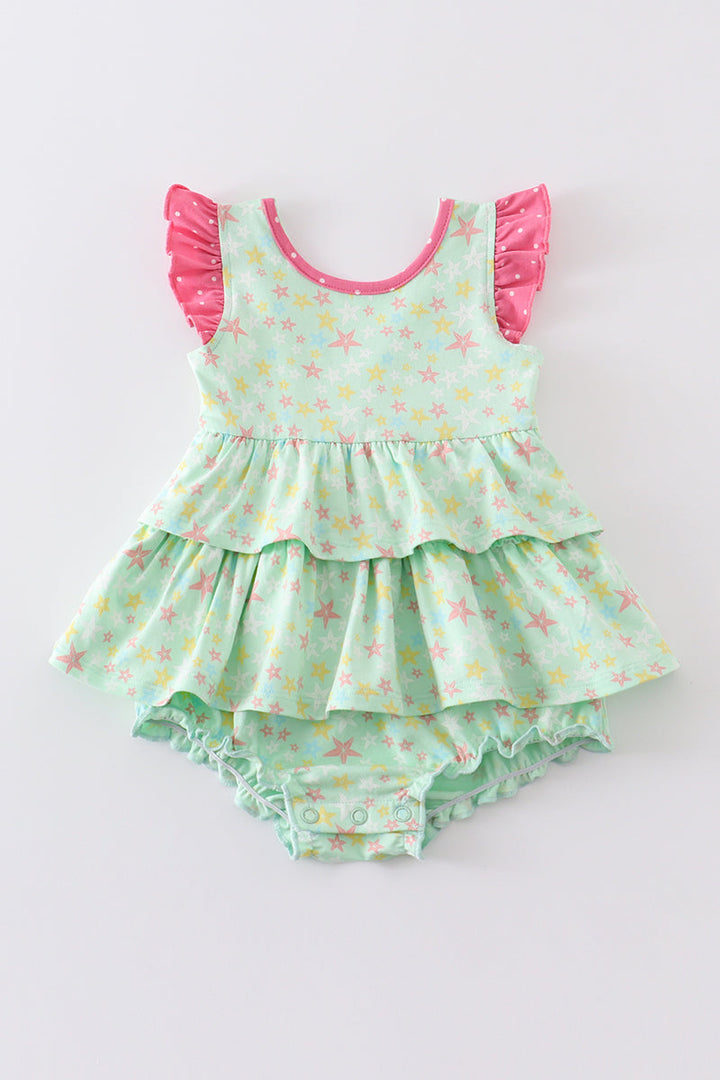 Platinum Star Print Ruffle Girl Bubble