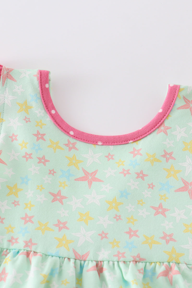 Platinum Star Print Ruffle Girl Bubble