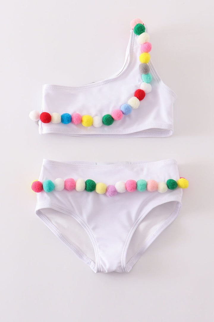 Multicolored Pom Pom 2pc Swimsuit