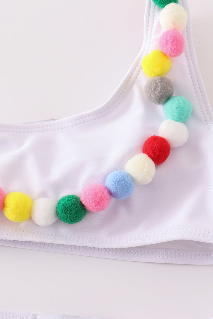 Multicolored Pom Pom 2pc Swimsuit